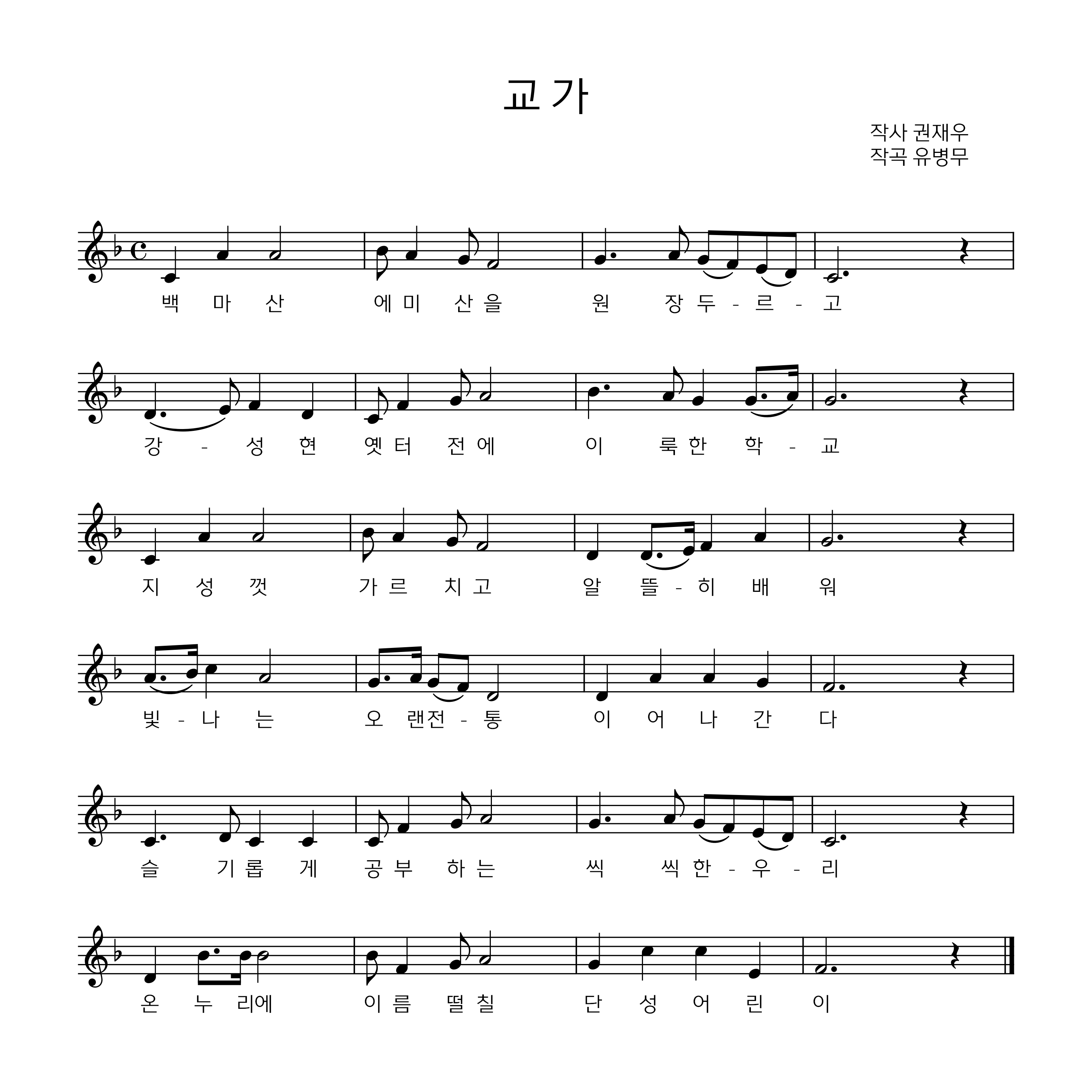 백마산 에미산을 원장 두르고
강성현 옛터 전에 이룩한 학교
지성껏 가르치고 알뜰히 배워
빛나는 오랜전통 이어나간다
슬기롭게 공부하는 씩씩한 우리
온누리에 이름 떨칠 단성 어린이